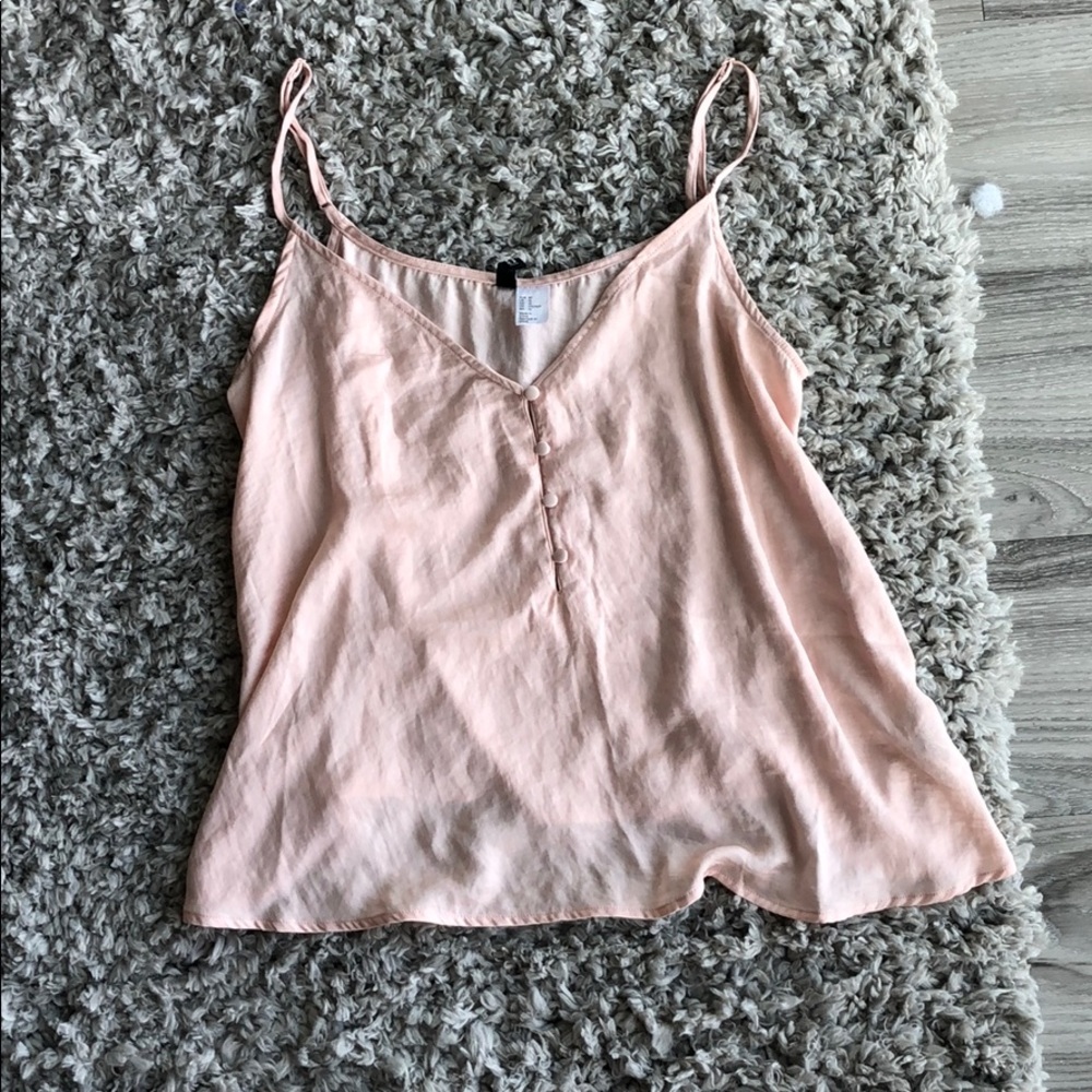 Flowy satin tank with button detail!